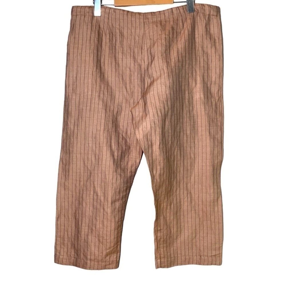 Striped Drawstring Cropped Pants - Brown - Picture 3 of 10